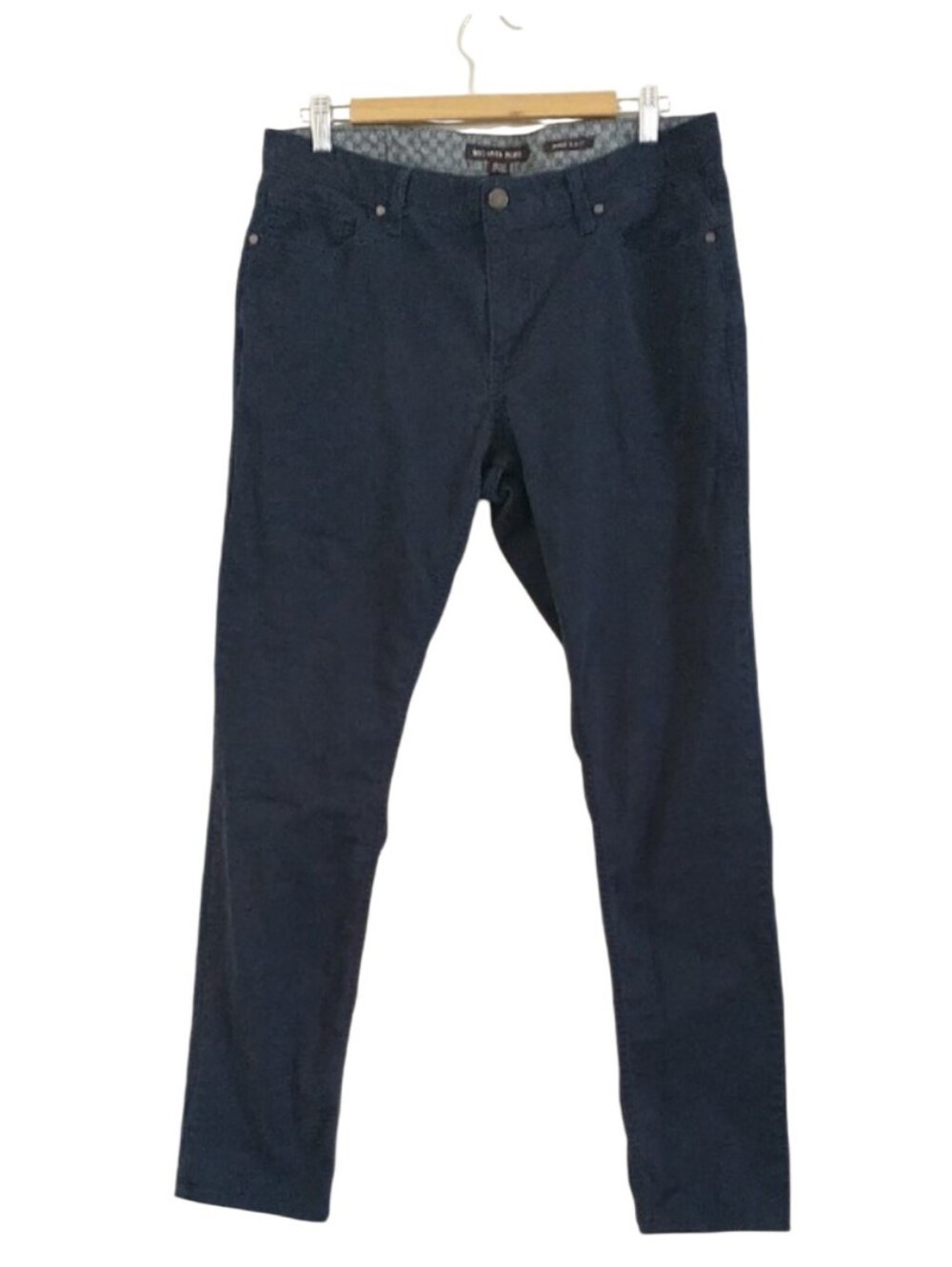 Michael Kors Navy Blue Parker Slim Fit  Button-Front Pants. Size 33/32